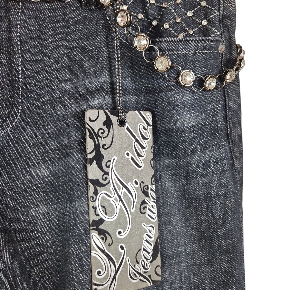 NWT, LA Idol Jeans, Women's Black Jeans with Plenty of rhinestones, Sz 15 - Picture 9 of 10